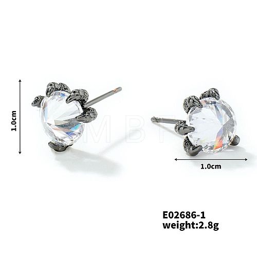 Exquisite Dragon Claw Crystal Zircon Stud Earrings Unique Ethnic Fashion Jewelry RW5746-1-1