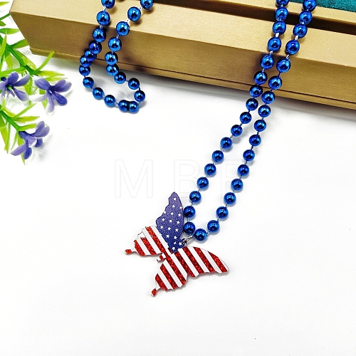 American Flag Style Red Blue White Acrylic Pendant Necklaces PW-WG58DCD-05-1