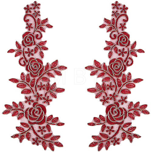 Flower Polyester Embroidery Lace Appliques DIY-WH20011-03E-1