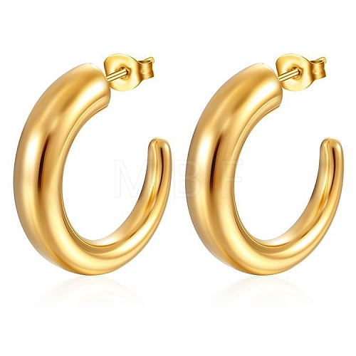 European and American Fashion French Retro Stainless Steel C-Shaped Stud Earrings PW-WGEF803-01-1