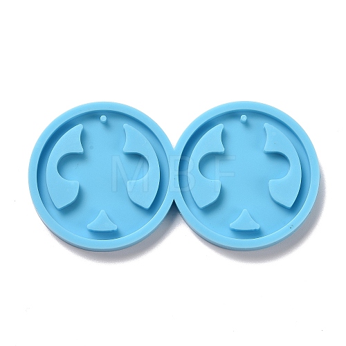 DIY Flat Round with Gingerman Pendant Silicone Molds DIY-D060-37-1