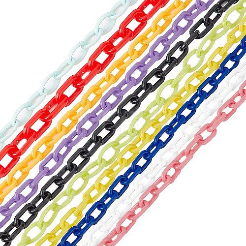 40 Strands 10 Colors Opaque Acrylic Cable Chains SACR-SC0001-15-1