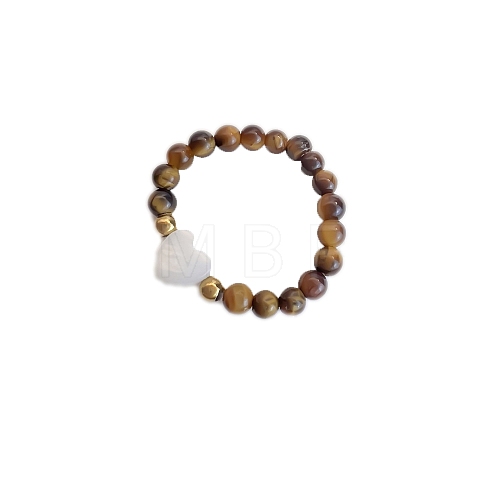 Round Natural Tiger Eye Stretch Rings PW-WG2083B-01-1