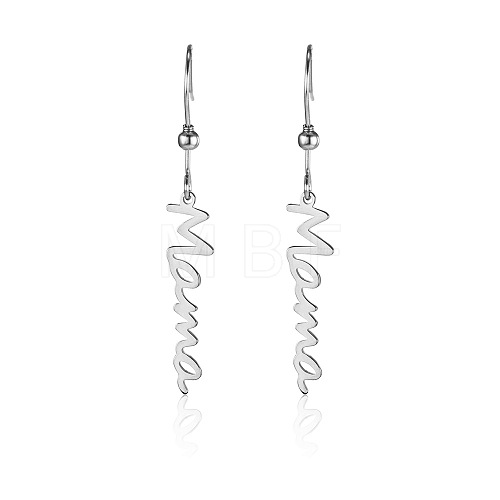 Simple Stainless Steel Mama Dangle Earrings for Mother's Day QW8429-4-1