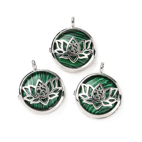 Synthetic Malachite Locket Pendants G-G982-01P-16-1