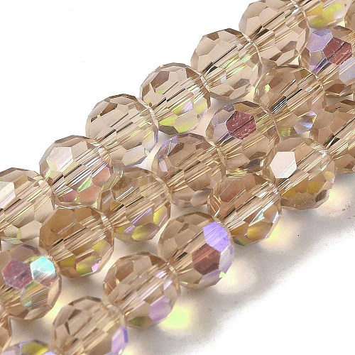 Electroplate Transparent Glass Beads Strands EGLA-A035-T8mm-L22-1