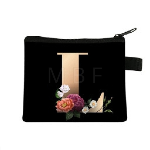 Initial Letter with Flower Cosmetic Bag PW-WG1F7F6-09-1