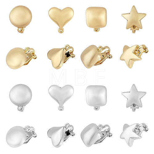 16Pcs 8 Style Alloy Clip-on Earring Findings FIND-CA0008-23-1
