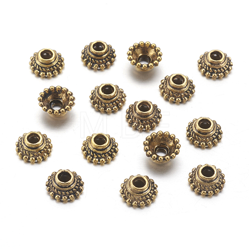 Apetalous Tibetan Style Alloy Flower Bead Caps TIBE-S223-AG-RS-1