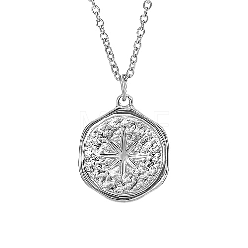 Star Stainless Steel Pendant Necklace with Cable Chains UG2182-2-1