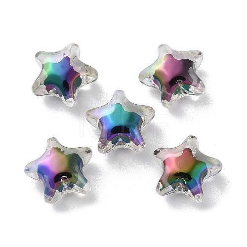 UV Plating Rainbow Iridescent Acrylic Beads OACR-H112-20B-1