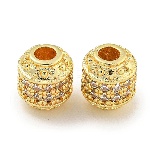 Rack Plating Brass Micro Pave Clear Cubic Zirconia Beads KK-L215-309G-1