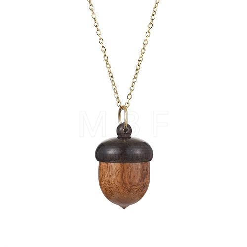 Acorns Disconnectable Ebony Wood Pendant Necklaces NJEW-JN04625-02-1