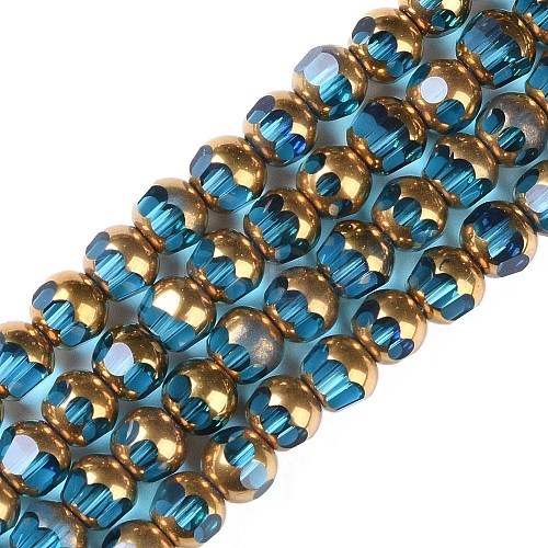 Electroplate Glass Beads Strands EGLA-Q128-04A-FP04-1