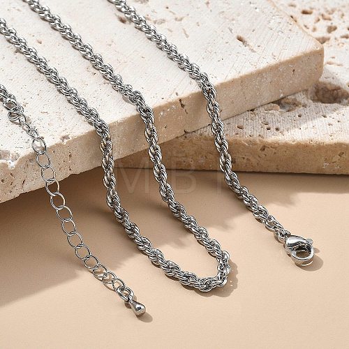 3mm Brass Rope Chain Necklaces for Men Women NJEW-G160-10P-1