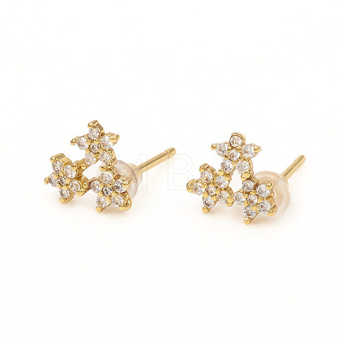 Brass Stud Earrings EJEW-L247-02G-1