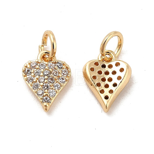 Rack Plating Brass Micro Pave Clear Cubic Zirconia Pendants KK-E081-13G-1