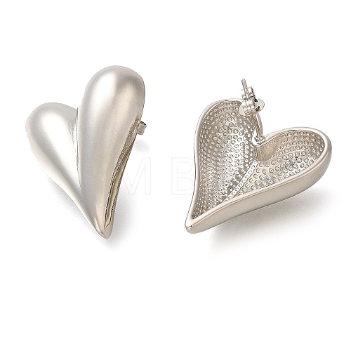 Rack Plating Heart Brass Stud Earrings EJEW-I310-13P-1