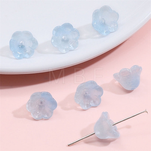 10Pcs Gradient Color Transparent Glass Bead Caps PW-WG464DA-36-1