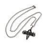 201 Stainless Steel Viking Deer Skull Cross Pendant Twisted Chain Necklaces for Men NJEW-S440-04AS-2