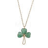 Natural Green Aventurine Shamrock Pendant Necklace NJEW-JN05023-01-1