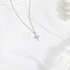 1Pc Star Brass & Iron & Rhinestone Pendant Necklaces NJEW-LP0004-15P-3