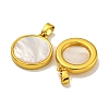 Rack Plating Brass Pave Natural White Shell Pendants KK-U025-05G-02-2