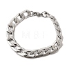 201 Stainless Steel Cuban Link Chains Bracelets for Women Men STAS-T077-19A-04P-4