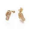 Brass Micro Pave Cubic Zirconia Stud Earrings EJEW-L229-02G-2