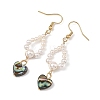 Shell Pearl & Abalone Shell/Paua Shell Beads Dangle Earrings EJEW-JE07314-02-4