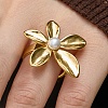 304 Stainless Steel Shell Beads Cuff Open Rings for Women RJEW-E301-01B-1
