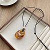 Resin Pendant Adjustable Waxed Cord Long Necklaces for Women FS-WG1D1FB-01-1