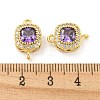 Brass Pave Cubic Zirconia Connector Charms KK-B096-05G-04-3