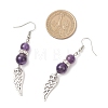 Natural Amethyst & Natural Green Aventurine & Natural Rose Quartz Wing Dangle Earrings EJEW-TA00684-4