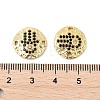 Brass Micro Pave Black Cubic Zirconia Disc with Hamsa Hand Connector Charms KK-P300-24G-02-3