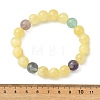 Round Natural Golden Silk Jade & Rainbow Fluorite Beaded Stretch Bracelets for Women BJEW-JB14056-4