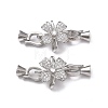 Rack Plating Flower Brass Pave Clear Cubic Zirconia Fold Over Clasps KK-E080-01P-2