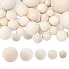 Globleland 50Pcs 5 Styles Natural Wooden Round Ball WOOD-GL0001-11-1