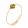 Natural Gemstone & Freshwater Pearl Beaded Copper French Wired Cuff Bangles for Women BJEW-JB13983-4