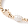 Brass & Natural Pearl Braided Bead Bracelets BJEW-JB09721-04-3