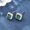 Square Brass Micro Pave Cubic Zirconia Stud Earrings EJEW-Z164-22P-02-2