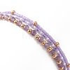 3Pcs 3 Style Natural Amethyst & Glass Seed Beaded Stretch Bracelets Set for Women BJEW-JB09171-05-5