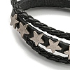Braided PU Leather & Waxed Cords Triple Layer Multi-strand Bracelets BJEW-P329-08B-AS-2