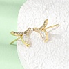 Brass Micro Pave Cubic Zirconia Stud Earrings EJEW-G471-14G-01-2