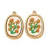 304 Stainless Steel & Cloth Embroidered Pendants FB-CBAFBAF-05G-1