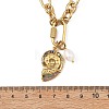 Ocean Natural Paua Shell 304 Stainless Steel Sea Animals & Rice Natural Pearl Pendant Figaro Chain Necklaces NJEW-JN06304-6