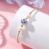 Handmade Porcelain & Natural Cultured Freshwater Pearl & Non-magnetic Synthetic Hematite Beaded Cuff Bangles for Women BJEW-JB14019-2