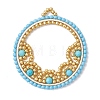 Natural Magnesite & Glass Seed Beaded Pendants PALLOY-MZ01268-01-1