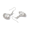 Natural Quartz Crystal Ginkgo Leaf Dangle Earrings with Crystal Rhinestone EJEW-A092-03P-16-4