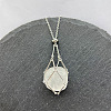 Natural Quartz Crystal Nuggets Macrame Pouch Pendant 201 Stainless Steel Chain Necklaces FS-WG7A779-01-1